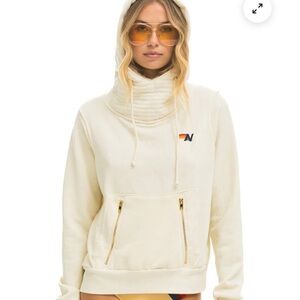 Aviator Nation Cream Hoodie with Gold Accents